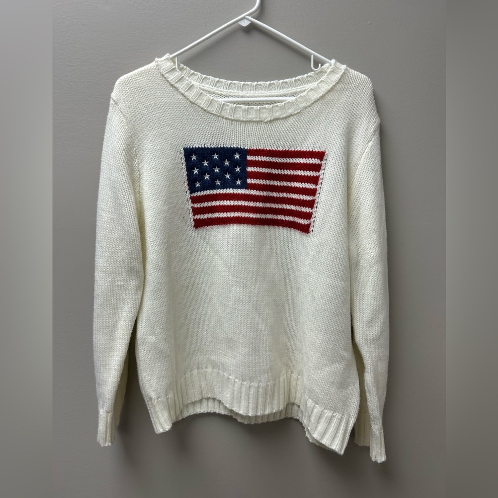 Knit American Flag Crewneck Women’s‎ Sweater